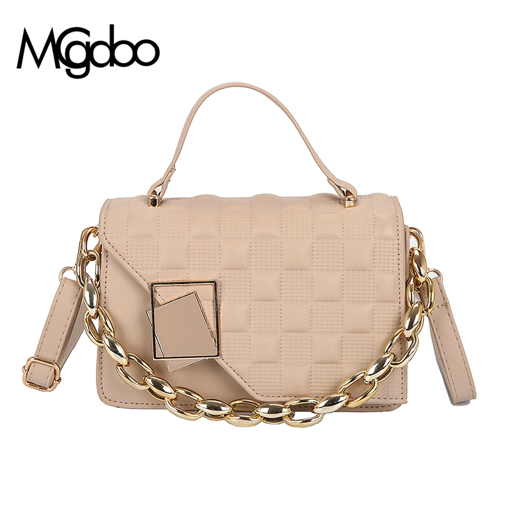 

Модная сумка через плечо Mgcdoo с цепочкой, женская сумочка из искусственной кожи, простая роскошная сумка через плечо, маленький мессенджер