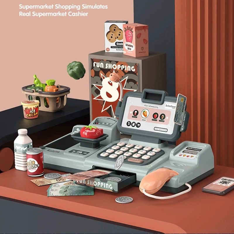 25Pcs Pretend Play Mini Simulation Electronic Supermarket Cash Register Kits Toys Multifunctional Kids Role Set | Спорт и