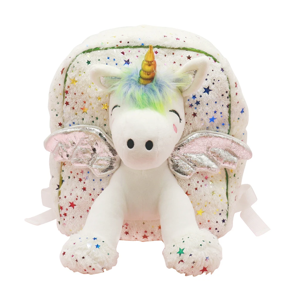 

2022 Kids Unicorn Student School Backpack Cartoon Mini Fur Schoolbag Kidergarten Doll Plush Bag Toy Doll Backpack Children Gift