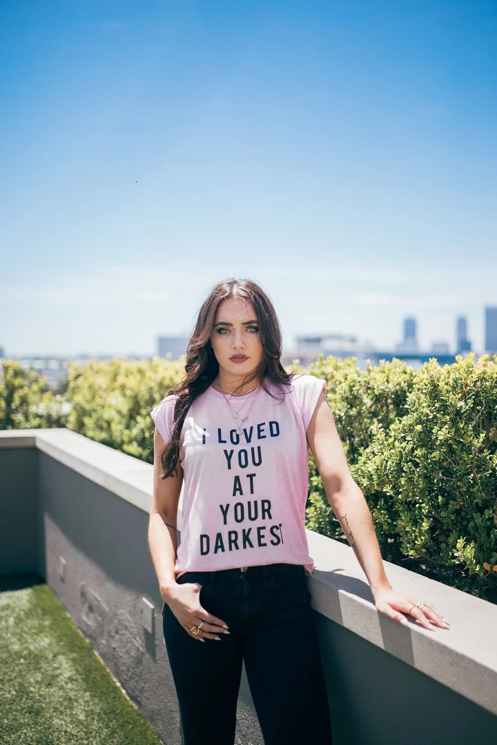 Я тебя люблю на вашей самой темной персиковой футболке модные красивые хлопковые