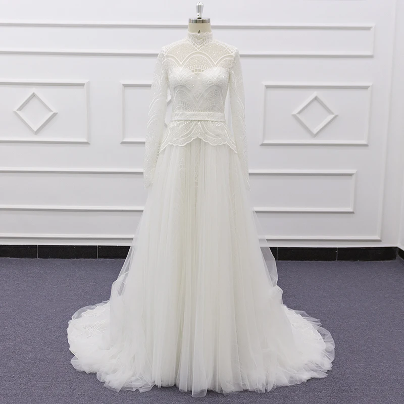 

Женское платье с длинным рукавом, белое, в мусульманском стиле, модель SJ253, абайя в арабском стиле Дубай