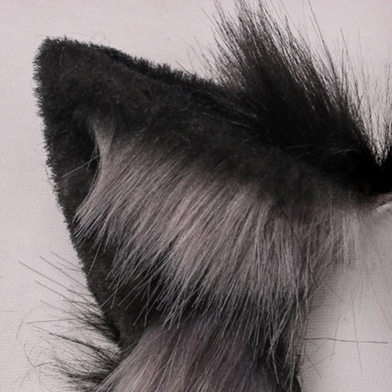 

Lovely Faux Fur Wolf Ears Headband Realistic Furry Fluffy Animal Hair Hoop Lolita Anime Masquerade Cosplay Costume