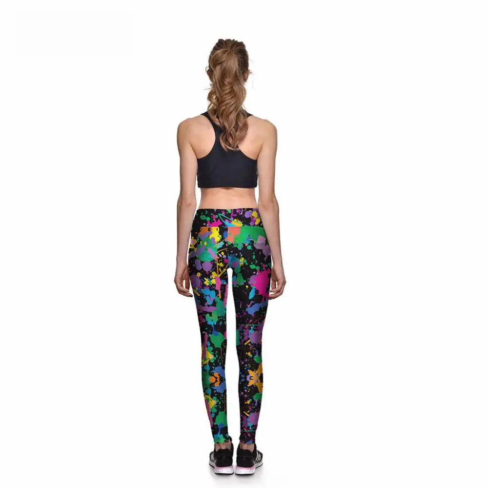 

Plus Size Gym Leggings Women Sexy Fitness Leggins Mujer Push Up Colourful Oil Paint Spraying 3d Printed High Waist Pants Legging