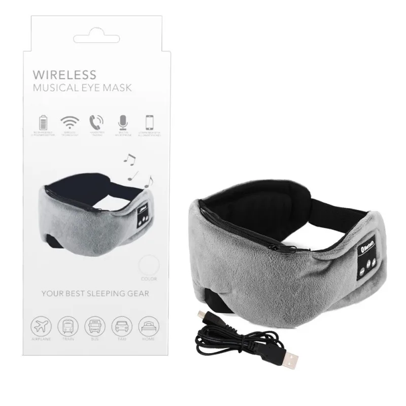2019 HiFi Wireless Stereo Bluetooth Earphone Sleep Mask 5.0 Soft Earphones Support Handsfree Sleeping Eye | Электроника