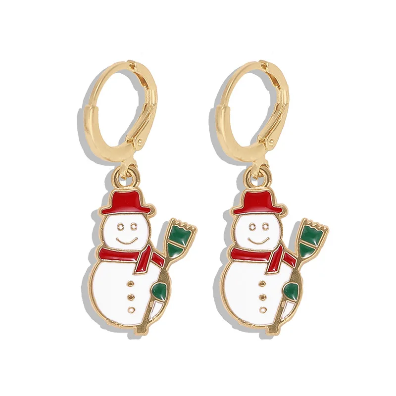 Santa Claus 1 10 цветов, новинка, Санта Клаус, Рождественская елка, снежинка, снеговик, женские серьги из золотого сплава, рождественский подарок, ювелирное изделие - Окраска металла: Santa Claus 1