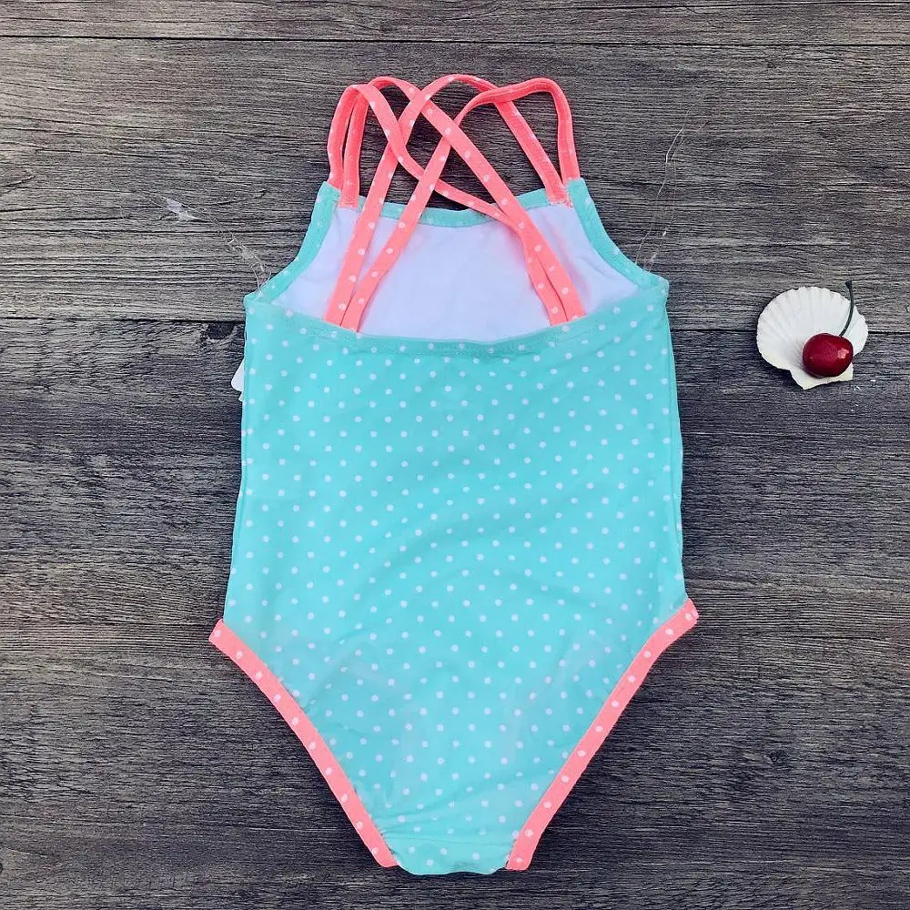 Детские купальники Fish для девочек Цельный купальник в полоску с оборкой детский