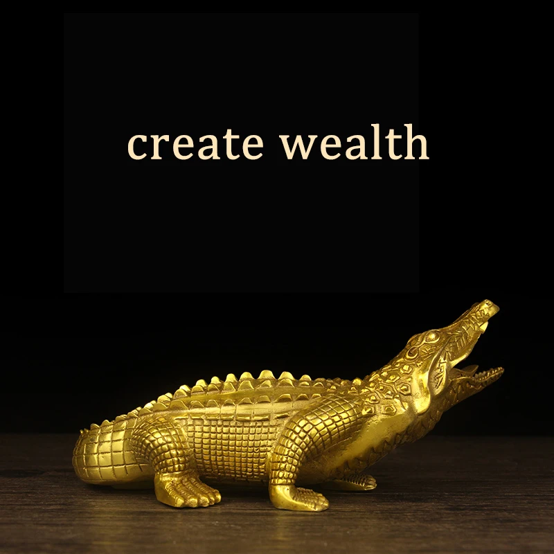 Статуя крокодила из чистой меди офисное исследование украшение фэн шуй медь