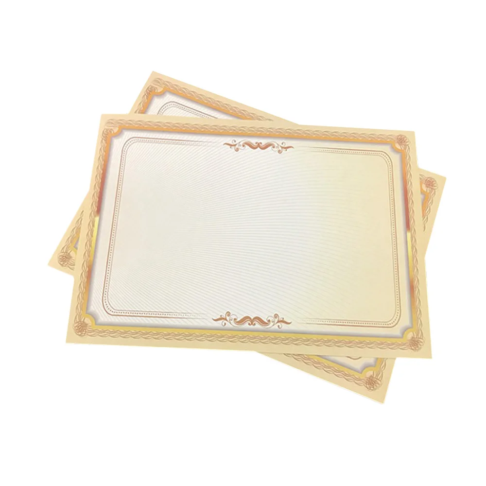 

20pcs A4 Horizontal and Vertical Gradient Gold Border Certificate Paper