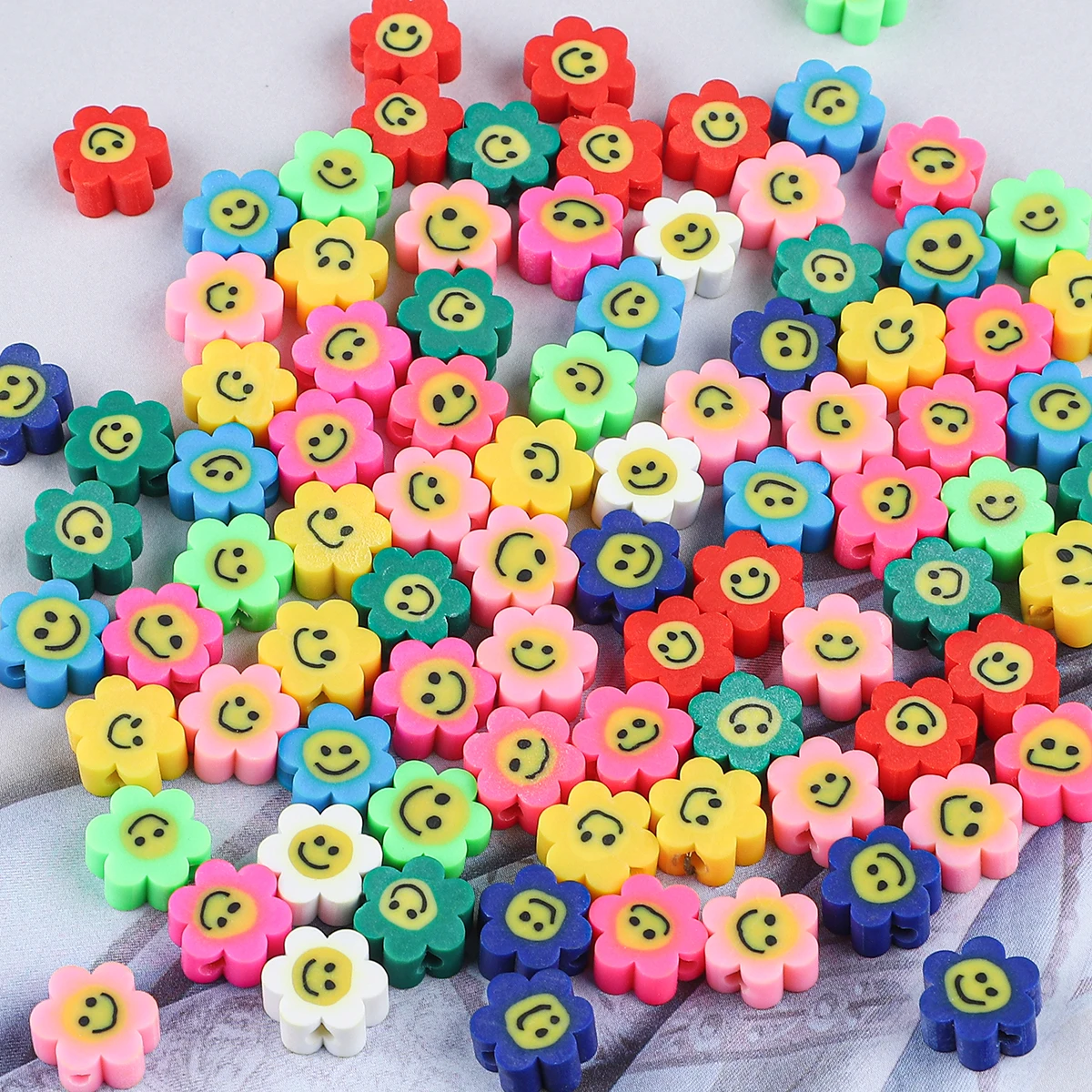 Глиняные смайлики 30 шт./лот 10 мм круглые бусины в форме сердца цветка полимерные с