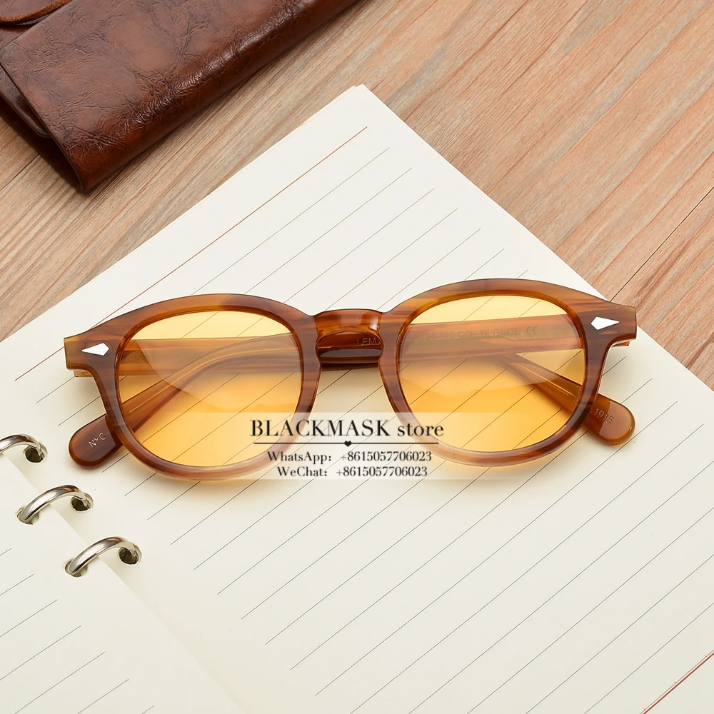 flaxen vs yellow Новинка, винтажные Круглые Солнцезащитные очки из ацетата, lunette soleil femme, Ретро стиль, брендовые дизайнерские солнцезащитные очки для женщин и мужчин, oculos de sol, красные линзы - Цвет линз: flaxen vs yellow