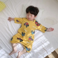 free shipping summer cotton baby sleeping bag printing baby climbing suit middle sleeve childrens one piece suit