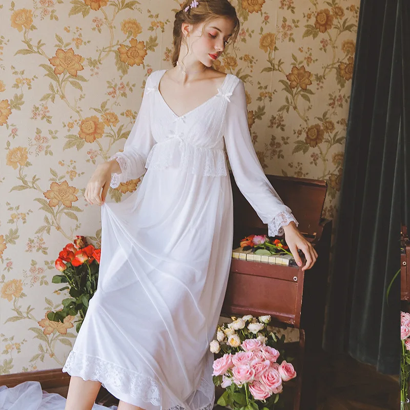 Новинка 2019 ночная рубашка в дворцовом стиле для женщин большие размеры длинная