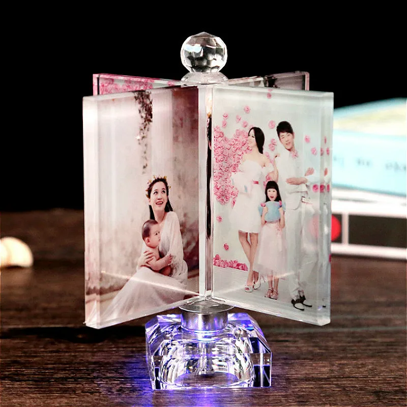 Customized Rotating Windmill Photo Frame Exquisite Crystal Wedding Glowing Frame for Diamond Painting Picture Car Decor Gift New
