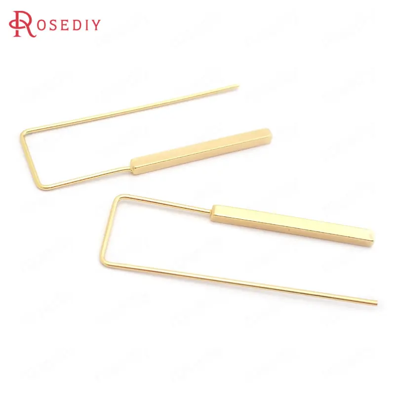 6 шт. латунные прямоугольные длинные серьги-крючки 40 мм 24 кар | Украшения и
