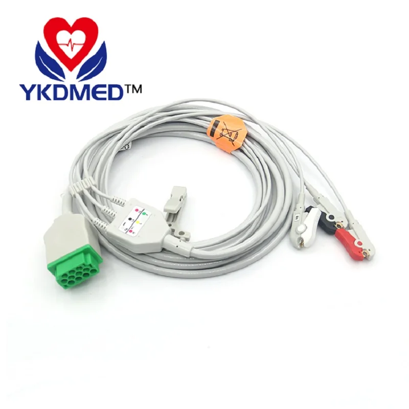 GE MEDICAL Dash 2000 один кусок AHA 3 свинцовый зажим пациента монитор ЭКГ кабель с leadwire |cable
