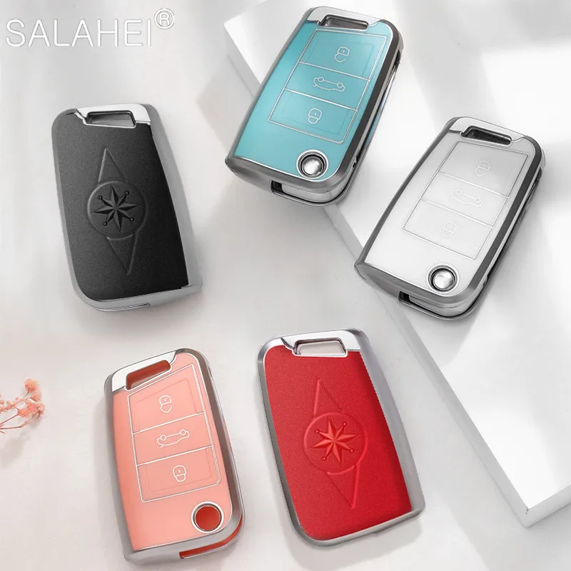 

TPU Car Key Case Cover Protection Decoration For VW Volkswagen Golf 7 MK7 Tiguan MK2 Skoda Octavia Kodiaq Karoq Seat Ateca Leon