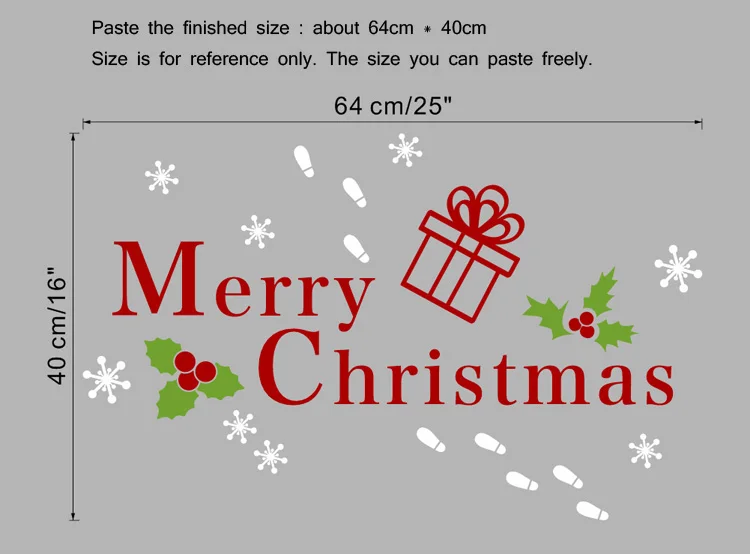 Merry Christmas стикер на стену Снежинка рождественские праздничные украшения гостиная домашний декор Новогодняя дверь из оконного стекла стикер s