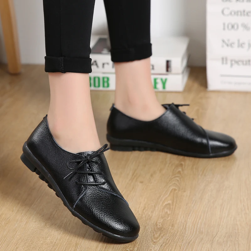 Женские туфли оксфорды мягкие повседневные Мокасины из натуральной кожи на