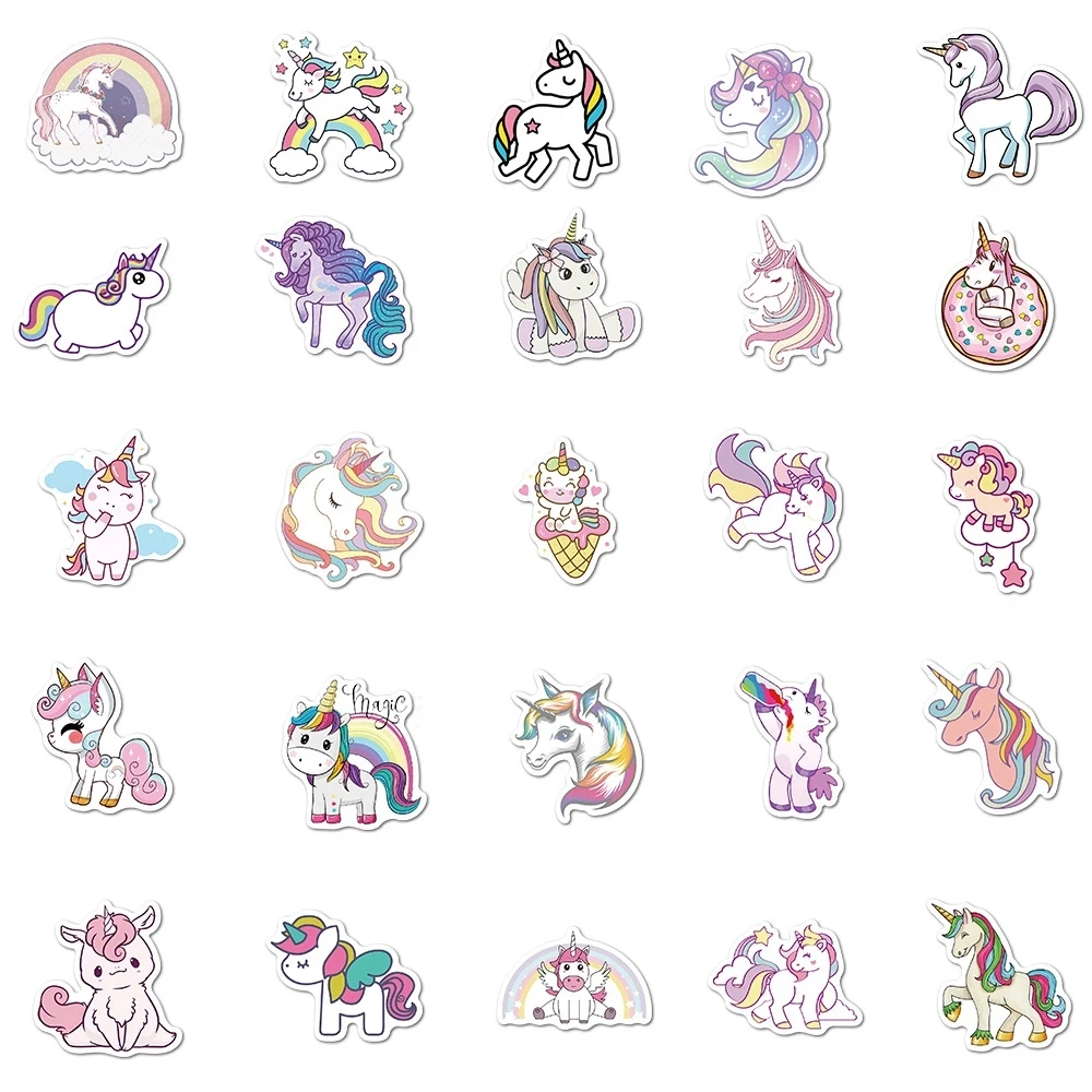 

10/30/50/100pcs Unicorn Cartoon Animal Waterproof Cute Graffiti Sticker DIY Luggage Bike Guitar Notebook Notebook Sticker Sticke