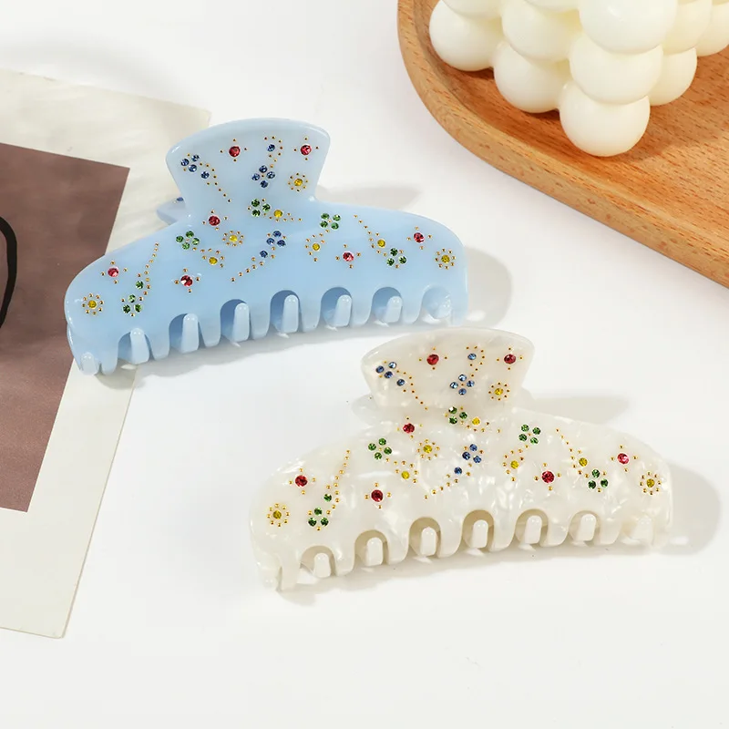 

Модная новинка 2021, заколка для волос с уксусной кислотой, Женская французская элегантная заколка для волос в виде акулы, Красочные Стразы, а...