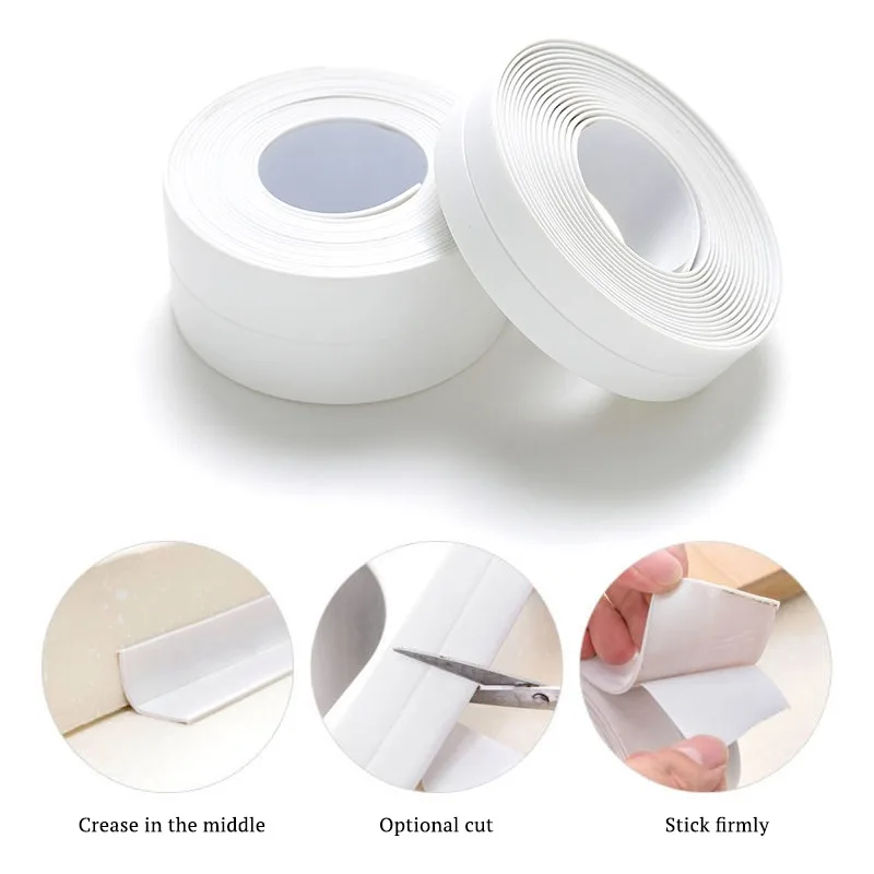 

Bathroom Shower Sink Bath Sealing Strip Tape White PVC Self Adhesive Wall Stickers Waterproof Wall Sticker for Kitchen