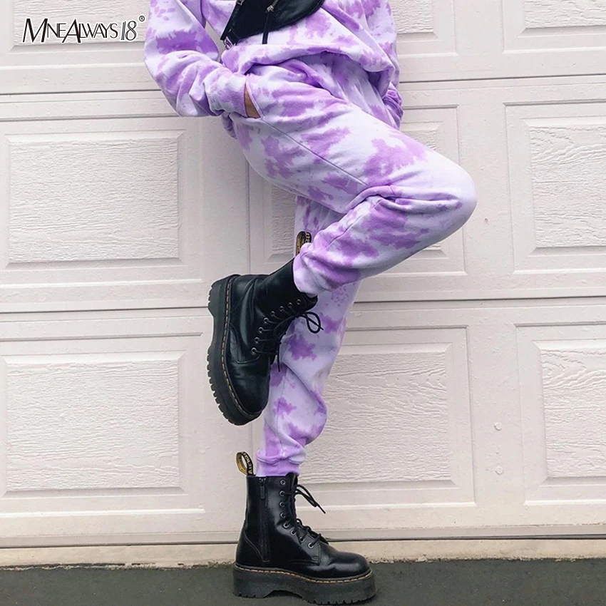 Mnealways18 Pink Fashion Tie Dye Pants 2020 Loose Swearpants Women Harem Jogger Casual Trousers Streetwear Baggy Joggers | Женская
