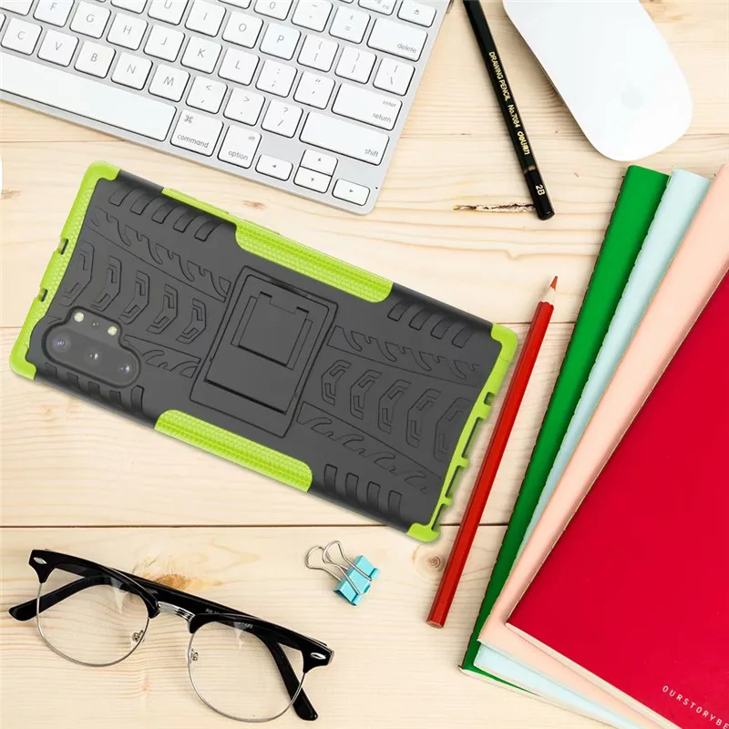 Note10 Plus Case For Samsung Galaxy Note 10 Back Cover PC TPU Silicon Stand Armor Heavy Rugged Celulars Fundas Coque |