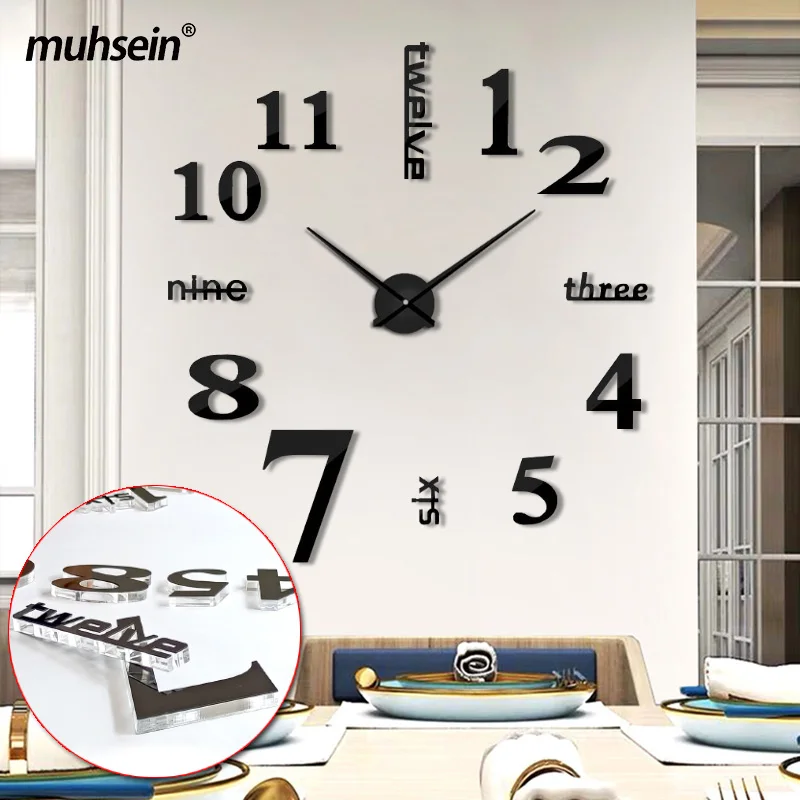 

Muhsein Big Number Wall Clock Home Decor 3D DIY Crystal Wall Sticker Clock Modern Design Large Watch Living Room Office Bedroom