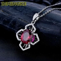 dimingke 810mm egg shaped ruby necklace woman s925 sterling silver fine jewelry party birthday gift