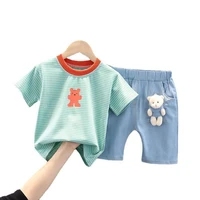 summer infant clothing children girls fashion clothes baby boys striped t shirt shorts 2pcssets kids toddler cotton sportswear