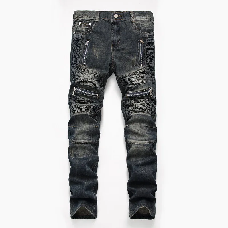 

Весна-Осень 2020, мужские рваные джинсы в стиле хип-хоп, панк, тянущиеся джинсы для велосипеда, трендовые прямые джинсовые брюки с дырками