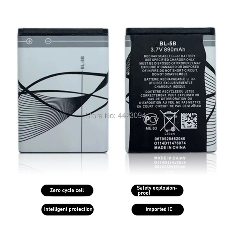 1pc rechargeable bl 5b bl5b cell phone battery for nokia 5300 5320 n80 n83 6120c 7360 3220 3230 5070 bl 5b batteries free global shipping