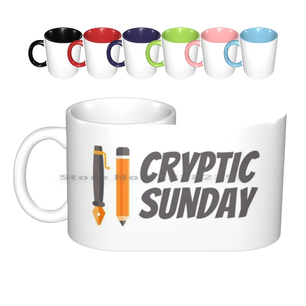 

Cryptic Sunday Logo ( With Text ) Ceramic Mugs Coffee Cups Milk Tea Mug Creative Trending Vintage Gift Bottle Cup