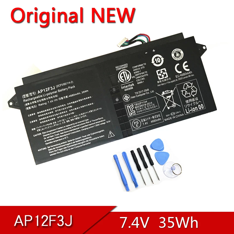 

AP12F3J новый оригинальный аккумулятор для ноутбука ACER Aspire S7-391 серия ультрабук 13,3 дюймов 7,4 В 35Wh батареи
