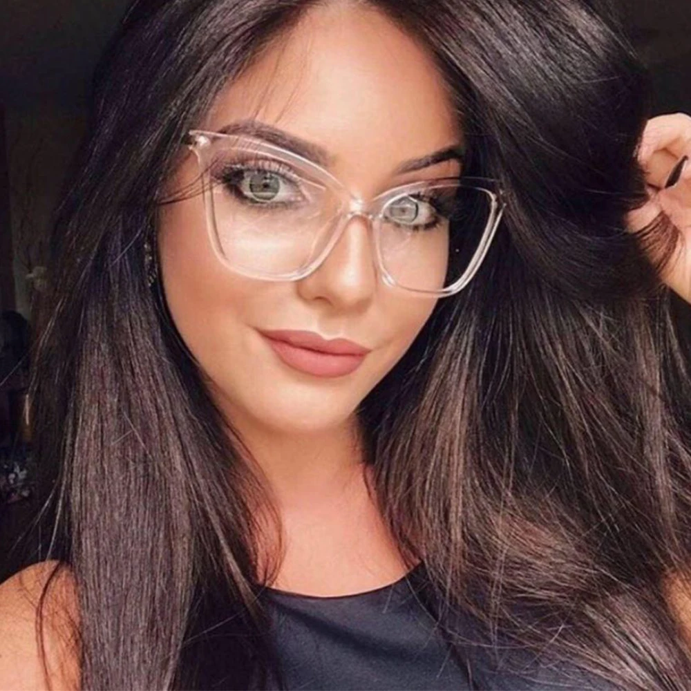 

Fashion cat eye glasses frame new blue ray resistant frame metal glasses with flat legs TR90 glasses for women and men