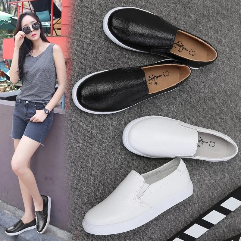 

Spring New Large Size Women's Slip-on Flat White Shoes Women's Flat Casual Shoes Women's
