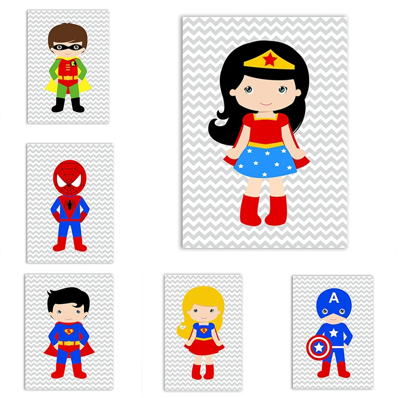 

Superhero Marvel Wall Art Print and Poster Canvas Painting Wall Art Picture Boy Bedroom Baby Boy Decoration Nursery Decoration