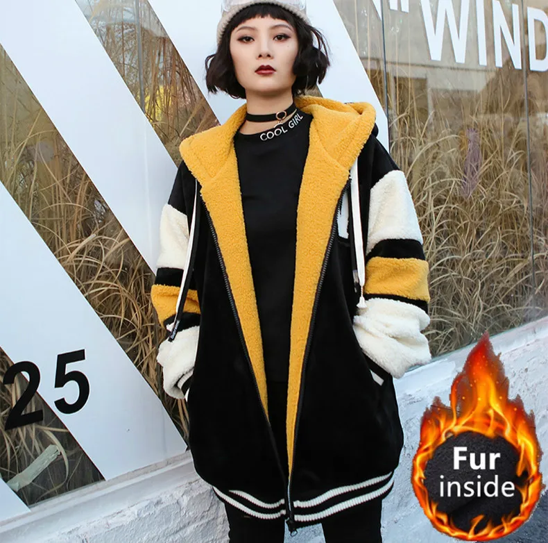 Max LuLu Korean Fashion Ladies Punk Streetwear Womens Thicken Fur Hooded Hoodies Casual Warm Sweatshirts Winter Clothing