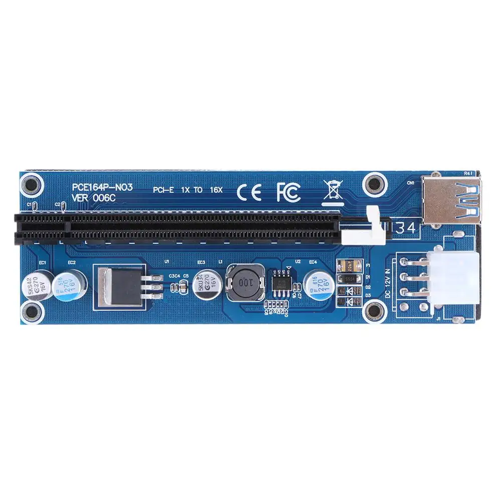 SATA PCI-E 1X to 16X Bitcoin Extender Raiser Card 15Needle 6Pin Power Line DC-DC PCI USB3.0 Cable BTC Mining Riser | Компьютеры и офис