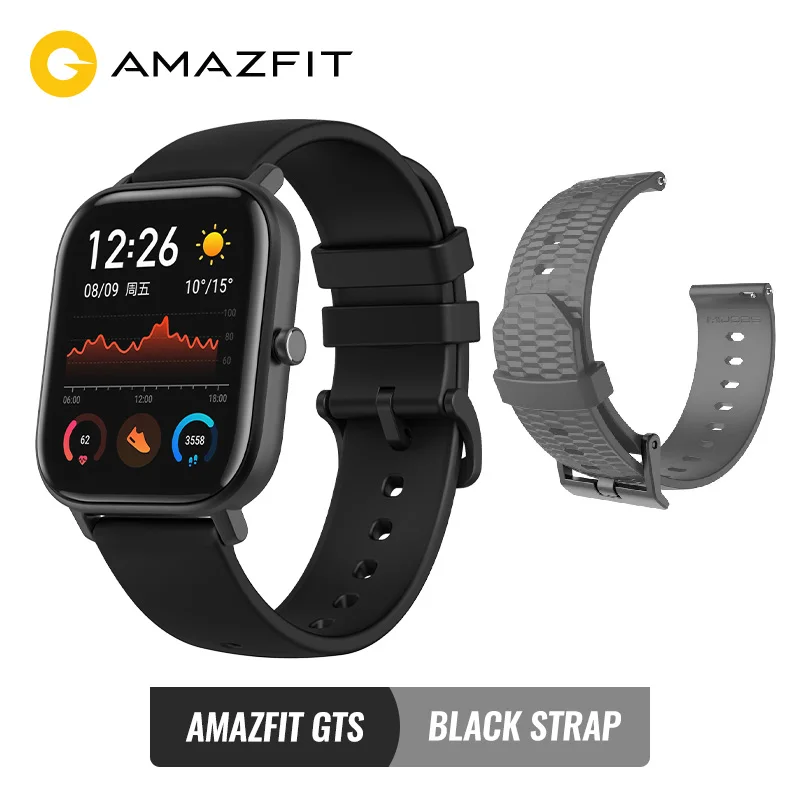 Black and black St Предпродажа Amazfit GTS Глобальная версия Умные часы SmartWatch GPS Бег Спорт ЧСС 5ATM Водонепроницаемый браслет AMOLED Amazfit - Цвет: Black and black St