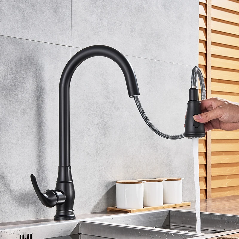 Suguword матовый черный Кухня Сенсор кран смеситель горячей и холодной воды Нажмите