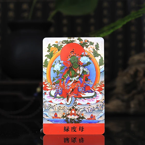 Тибетский буддизм зеленый Тара Будда статуя Amulet карта Будды|Упаковка и стойки
