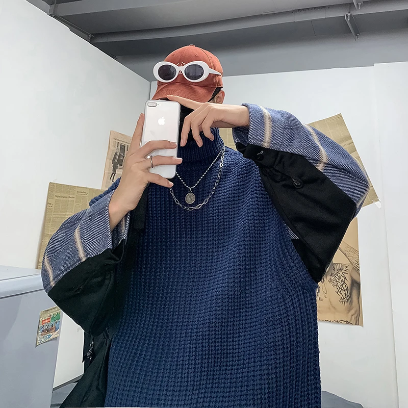 Осень-зима 2019 новый корейский пуловер с имитацией двух частей Модный