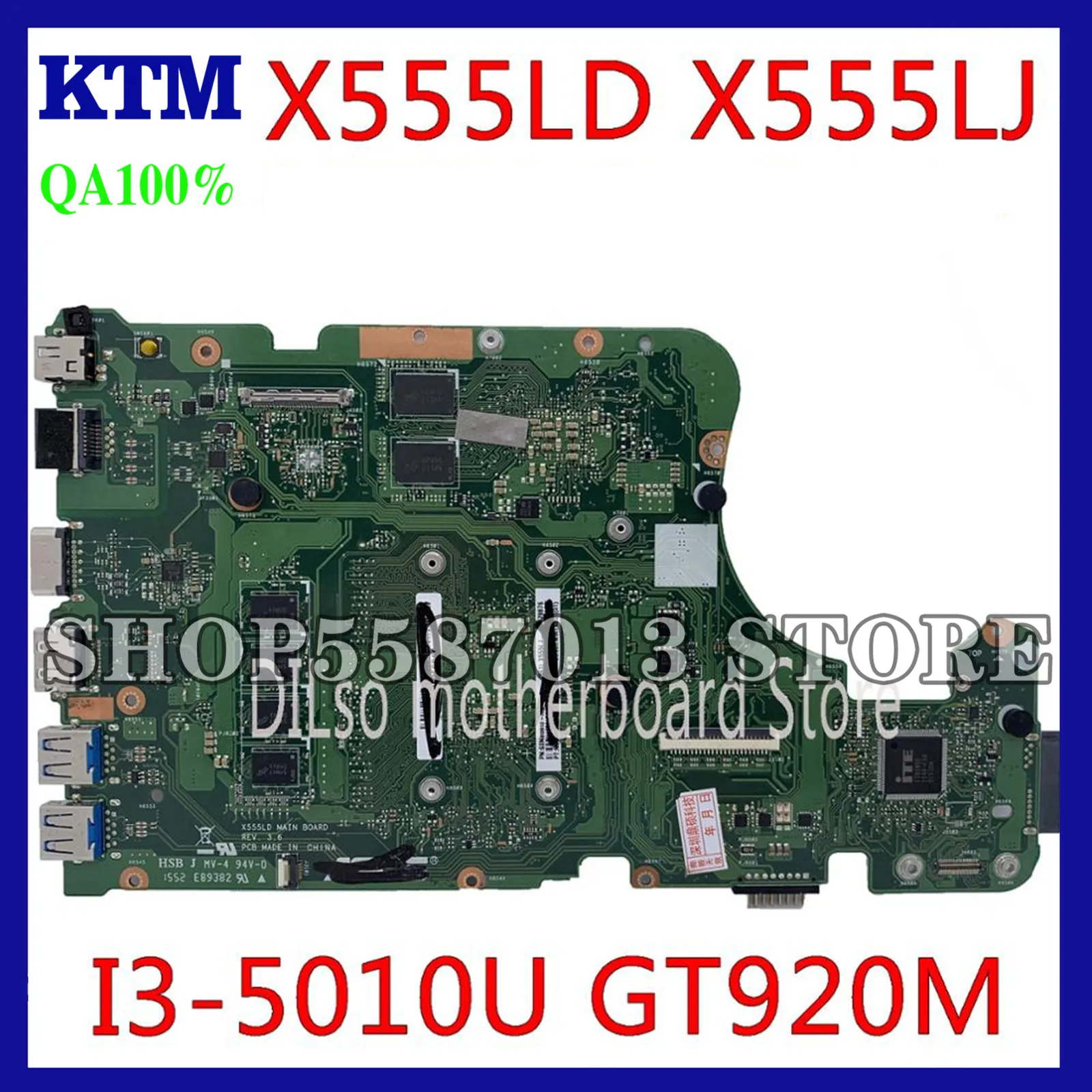 

KEFU X555LD For ASUS W519L X555LP X555LJ X555LB Laptop Motherboard R557L I3-5010U CPU GT920M-2GB 4GB RAM Test original