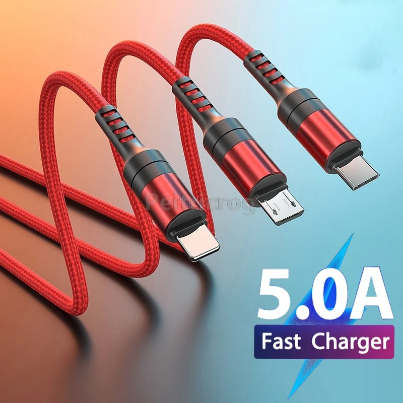 Сверхбыстрый зарядный кабель 3 в 1 для Samsung Xiaomi Poco Huawei Micro USB Тип C передача данных