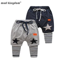 mudkingdom little boys harem pants five pointed star patchwork stripe for kids elastic waist lace trousers children clothing