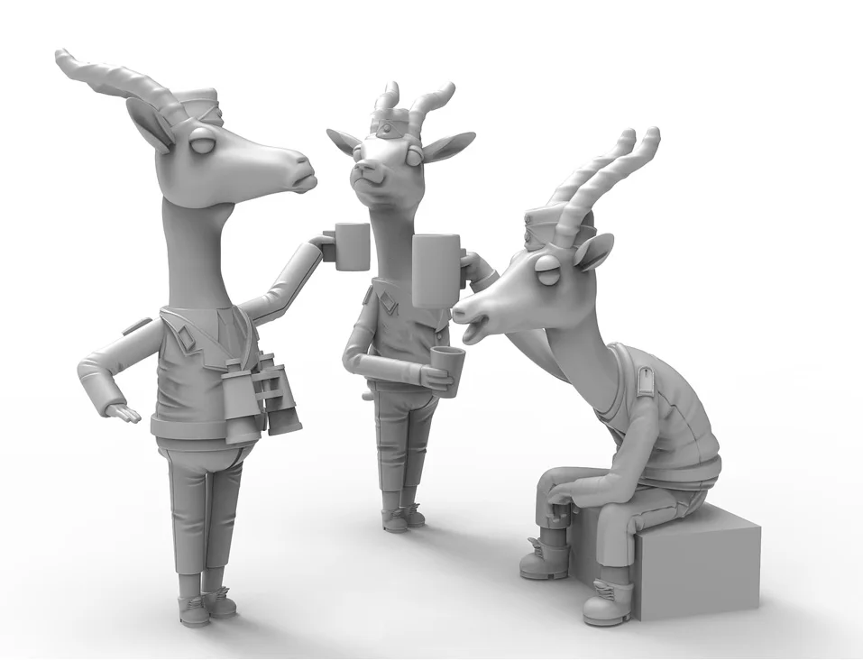 

1/35 modern animal stand base Crew Set (NO base ) Resin figure Model kits Miniature gk Unassembly Unpainted