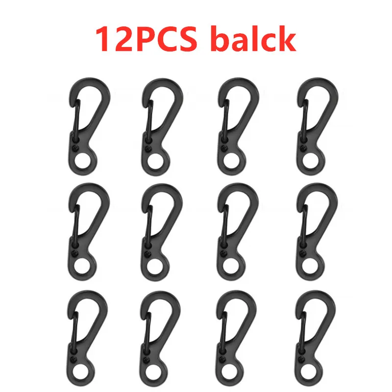 12pcs black 12 шт. мини SF карабины из сплава зажимы крошечные карабин пружинный карабины для рюкзака кемпинга бутылки с использованием аксессуары для ключей - Цвет: 12pcs black
