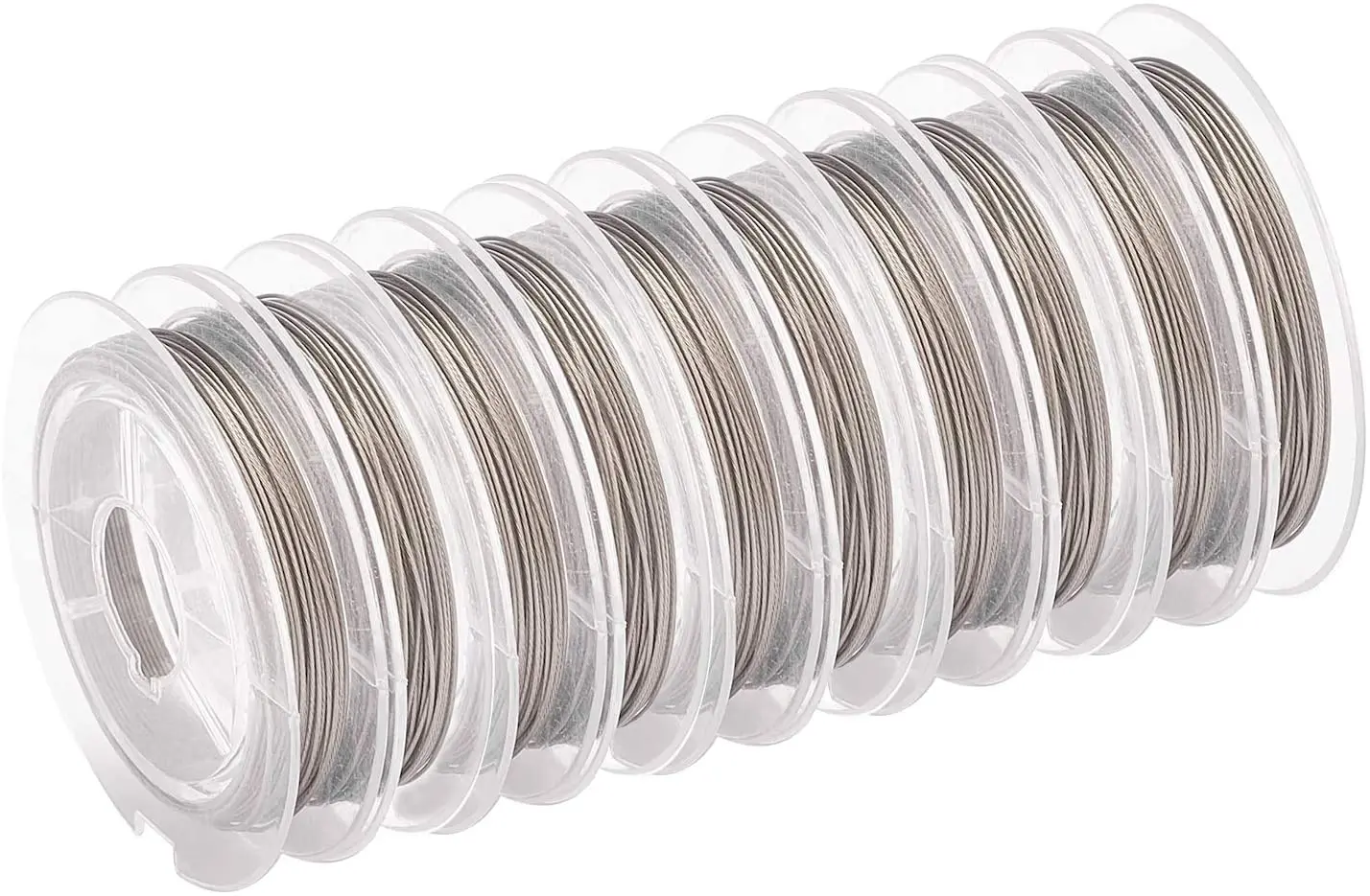 

100 Yards Tiger Tail 0.38mm Jewelry Beading Wire Craft Metal Wire with Spool for Jewelry Making Supplies and Craft (10 Rolls)