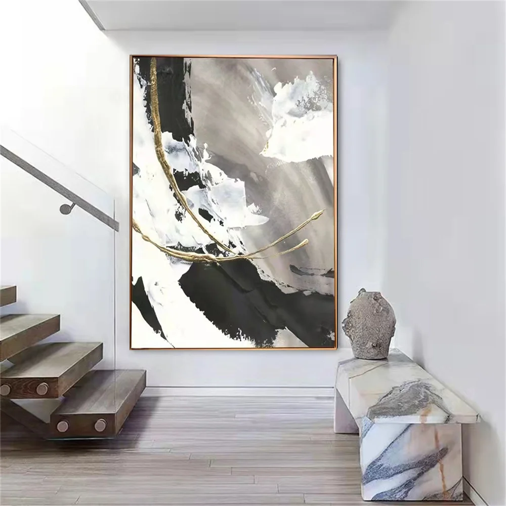 

Hand-painted oil painting abstract painting porch modern light luxury living room sofa dining room background wall painting